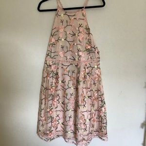 Fancy blush dress with flowers & lace & mesh